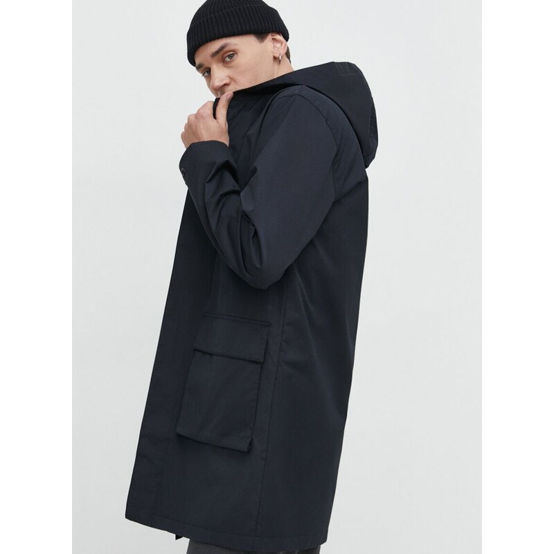 Kabát Hollister Co. pánsky, čierna farba, prechodný