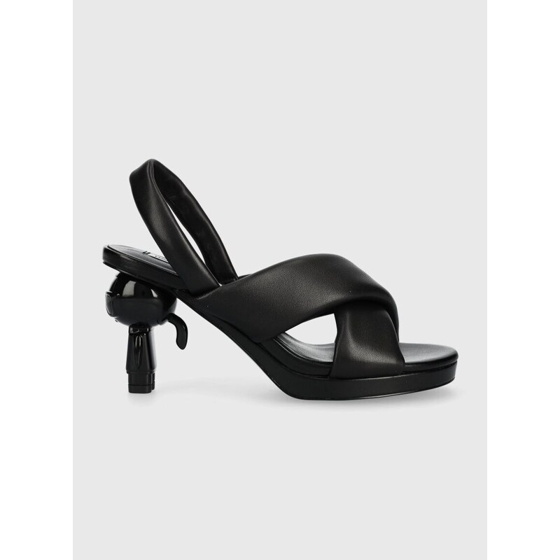 Kožené sandále Karl Lagerfeld IKON HEEL čierna farba, KL39024