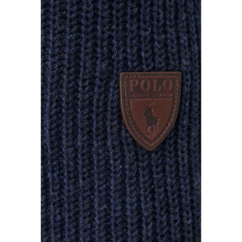 Vlnená bunda Polo Ralph Lauren modrá farba
