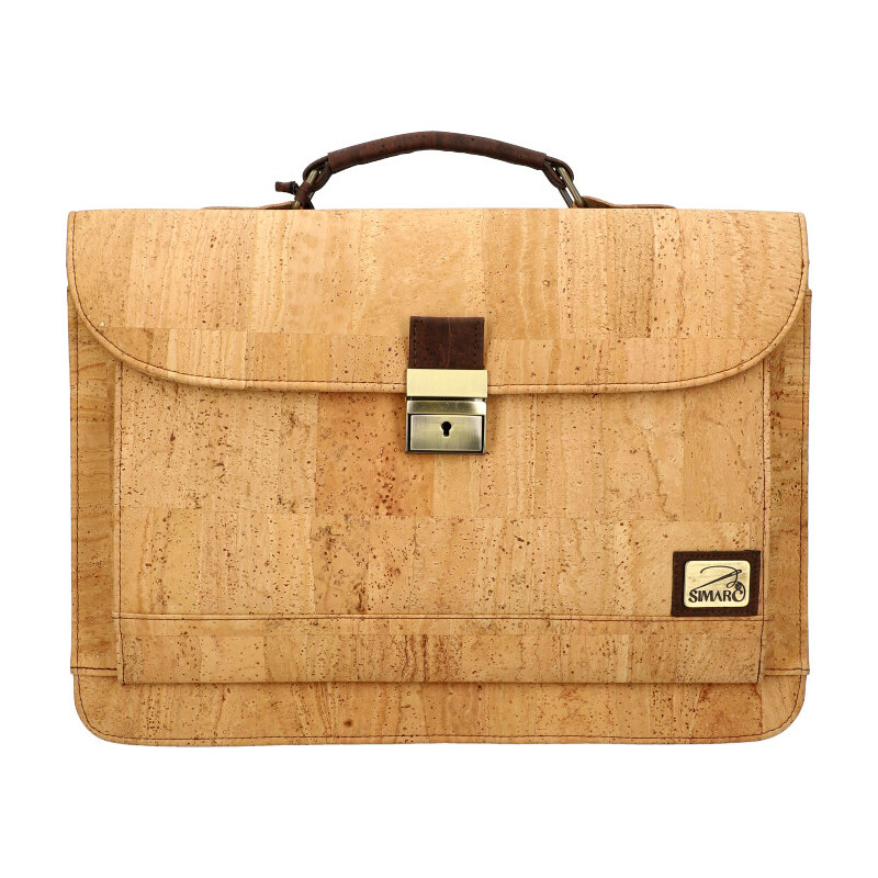 Prestížna portugalská korková pánska aktovka SIMARC prírodná 48973044