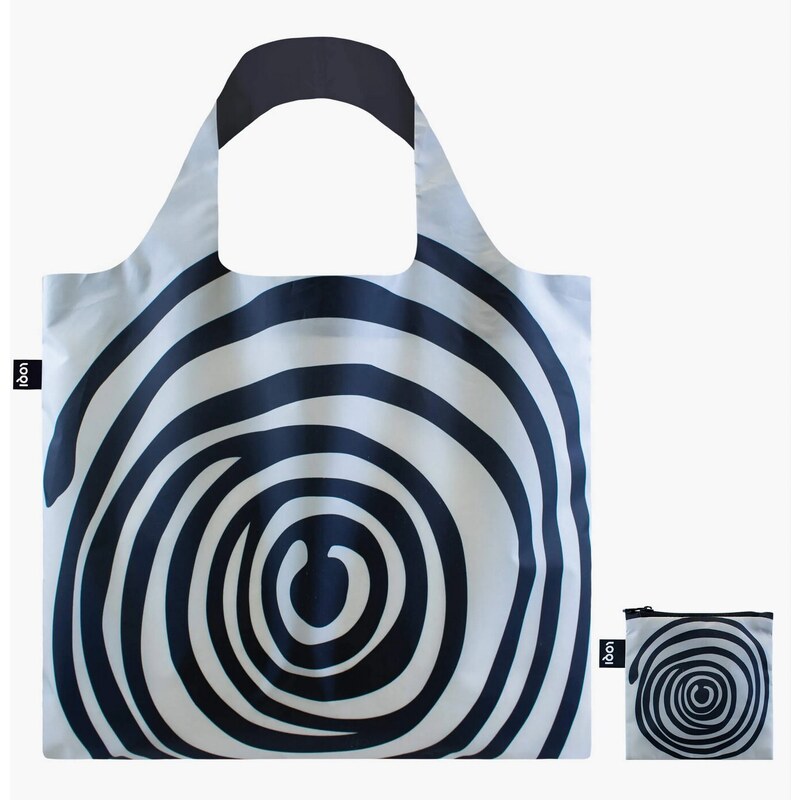 Skladacia nákupná taška LOQI LOUISE BOURGEOIS Spirals Black