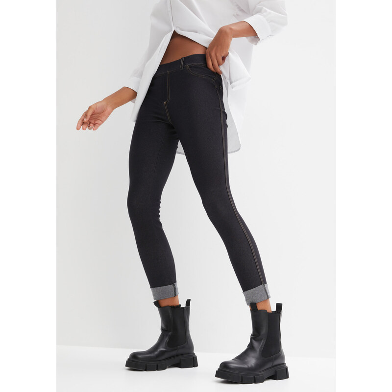 bonprix Legíny v džínsovom vzhľade, farba čierna 44731531