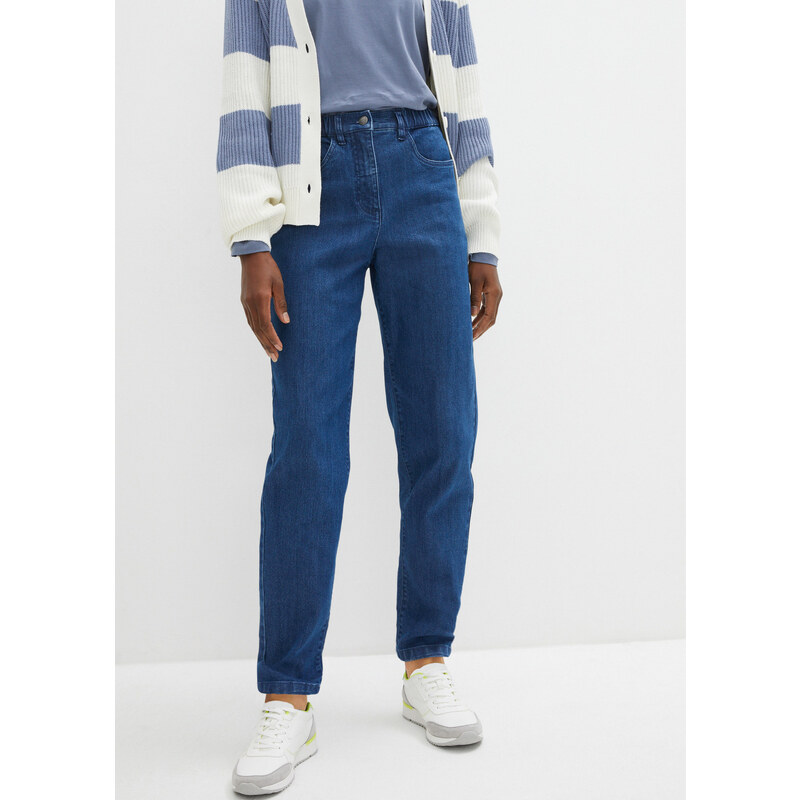 bonprix Strečové džínsy Mom, vysoký pás, farba modrá 48958810