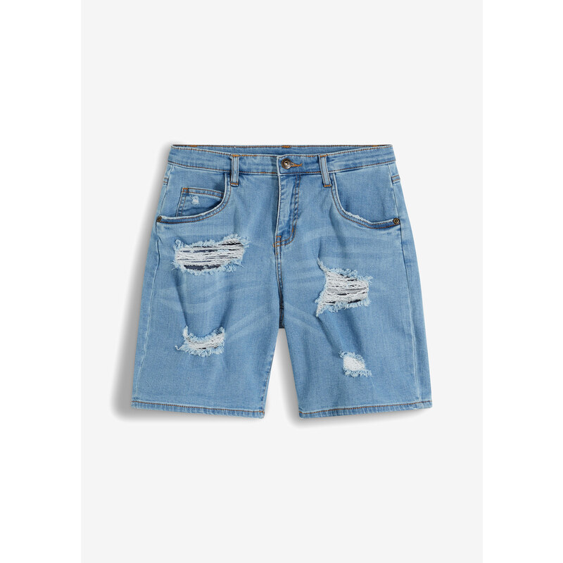 bonprix Džínsové šortky, destroyed, vysoký pás, farba modrá 44741275