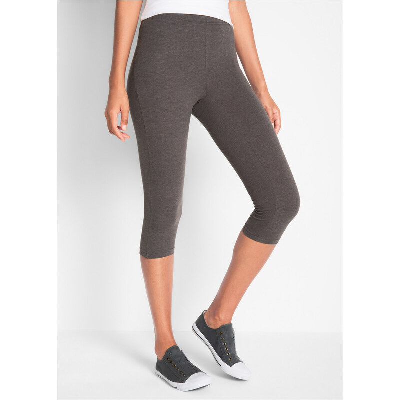 bonprix Strečové capri legíny, úzky strih (2 ks), farba šedá 63424213