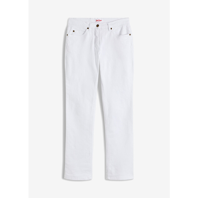 bonprix Strečové džínsy STRAIGHT, Mid Waist, farba biela, rozm. 40
