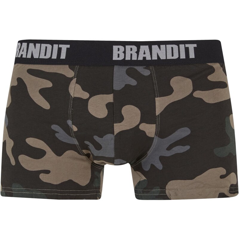 Brandit Mens Boxer Shorts Logo 2 Pack Dark Camouflage/Black 50522740