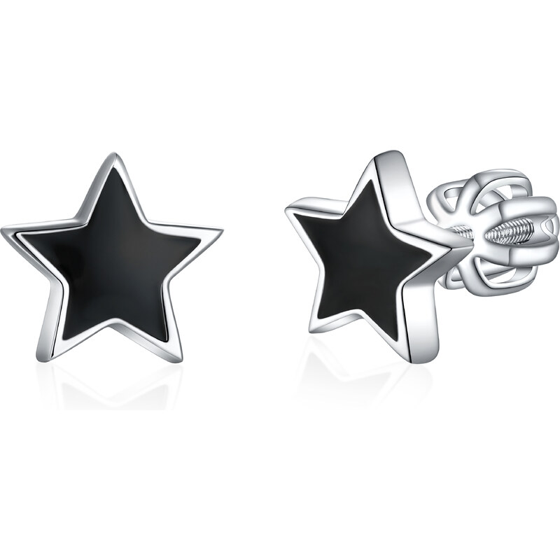 Olivie Strieborné náušnice ČIERNE HVIEZDIČKY 8349 48999305