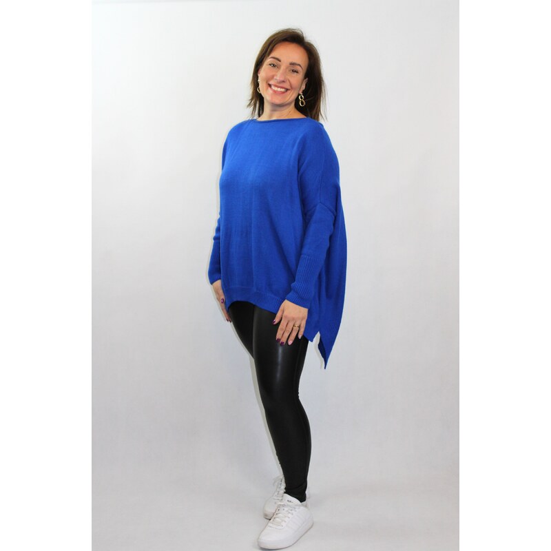 Turecko Oversize pletený pulóver - modrý