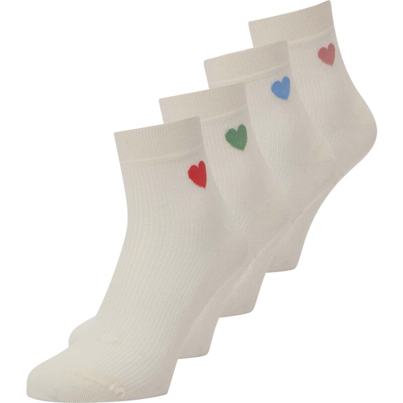 Lindex Ponožky svetlobéžová / zelená / eozín / červená 68414258