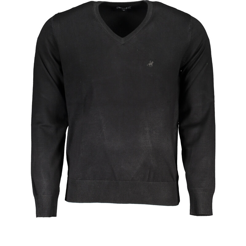U.S. GRAND Čierny pánsky sveter s výstrihom do V 64710998