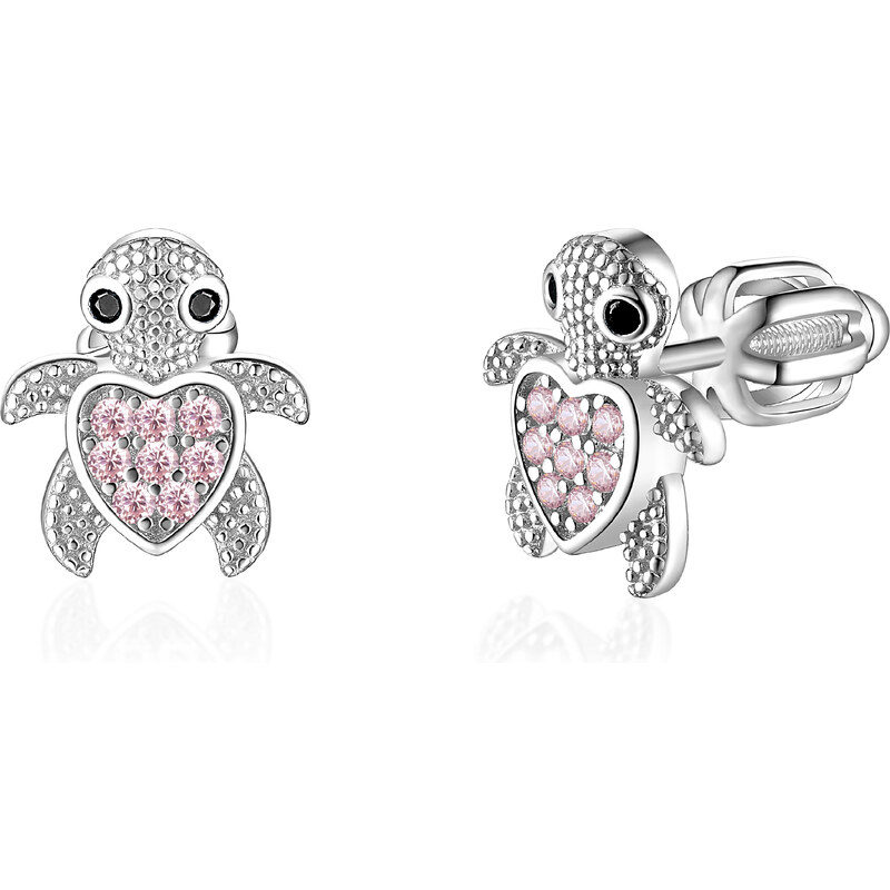 Olivie Strieborné náušnice KORYTNAČKA PINK 8377 49010917