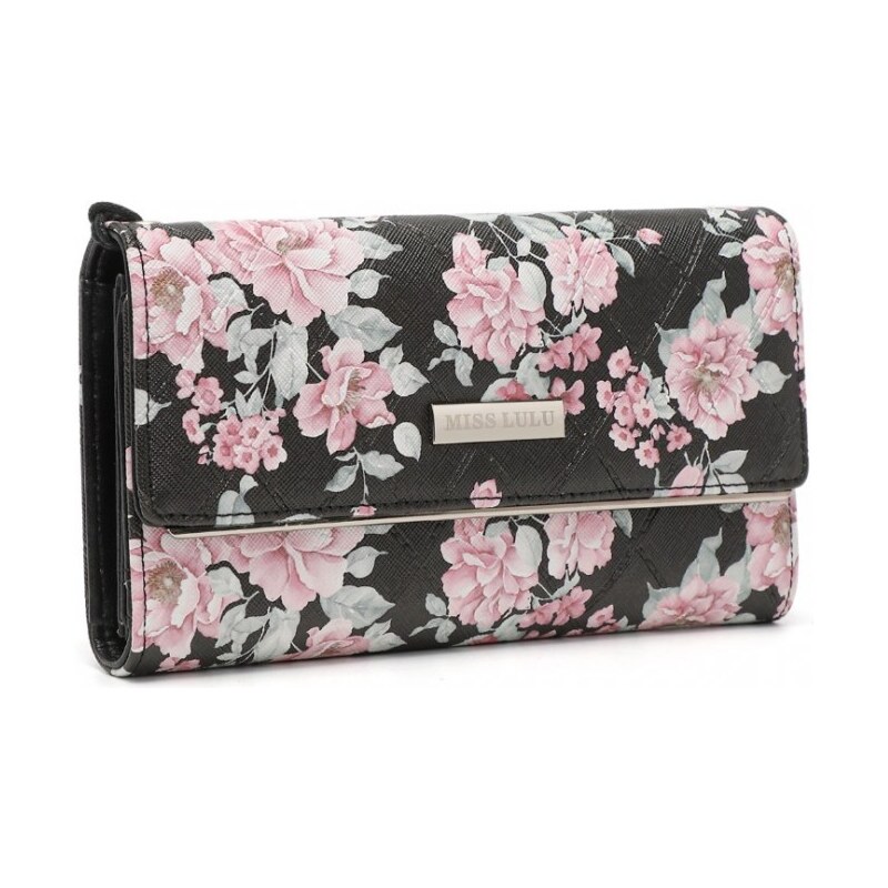 Miss Lulu Peňaženka - s kvetinovou potlačou a putkom, čierna 65284931