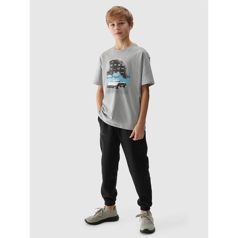 4F Chlapčenské tričko s potlačou - šedé
