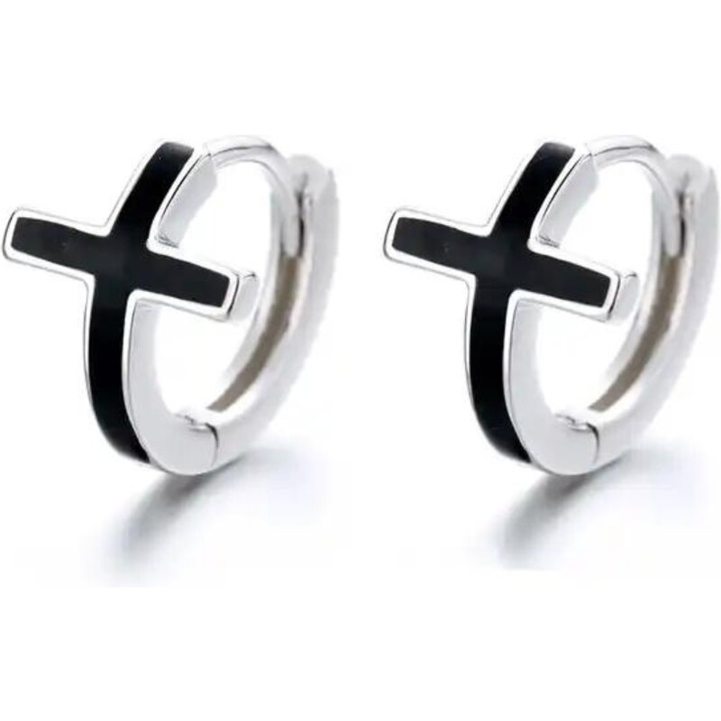 Olivie Strieborné náušnice ČIERNY KRÍŽOK 8386 49029740