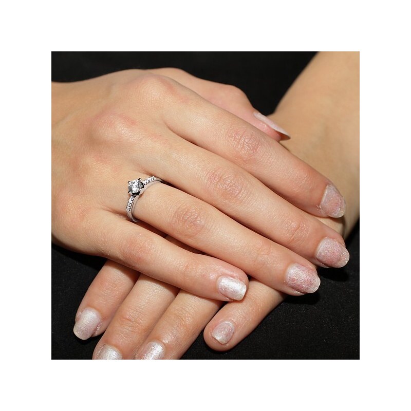 Ligot Strieborný zásnubný prstienok Poesis so Swarovski Crystals 49018546