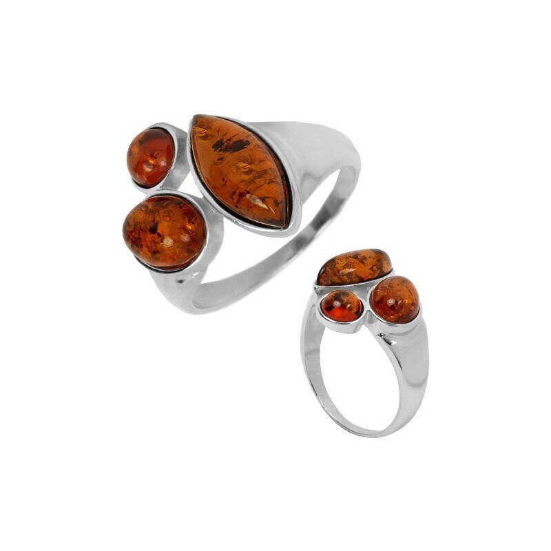 Ligot Originálny strieborný prsteň s pravým jantárom 49018539