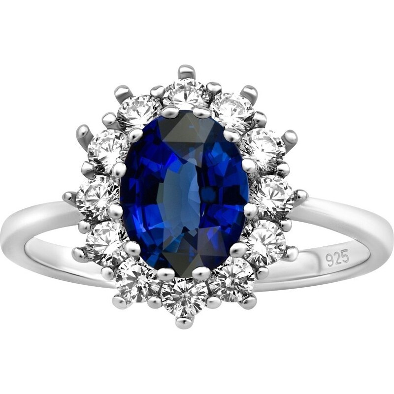 Ligot Strieborný prsteň princeznej Kate so syntetickým zafírom 49018586