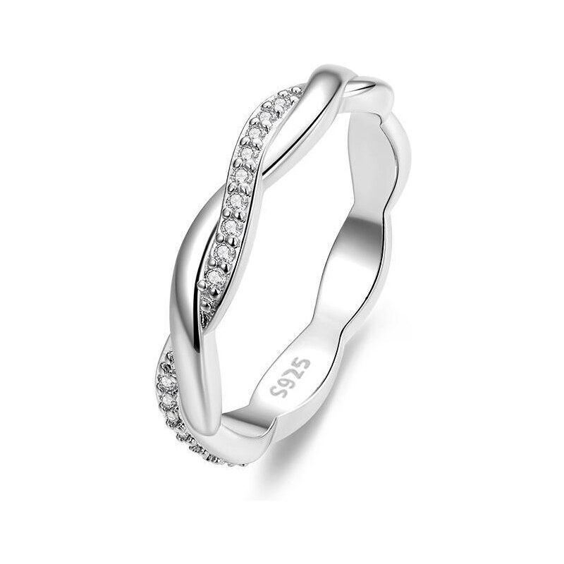 Ligot Strieborný prsteň so zirkónmi prepletaný 49018617