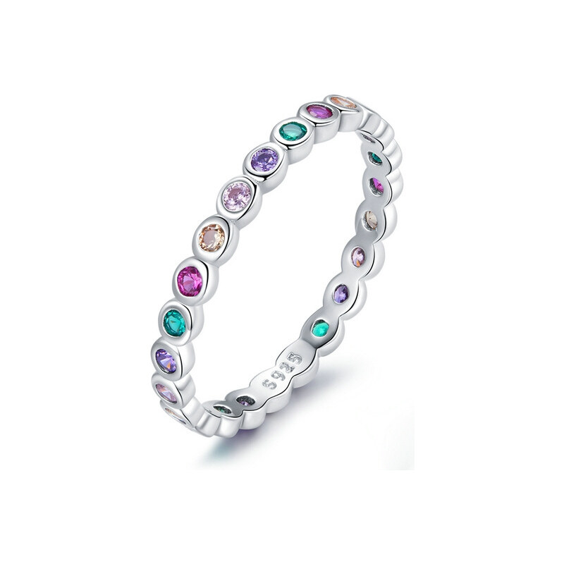 Ligot Strieborný prsteň s farebnými zirkónmi 49018633