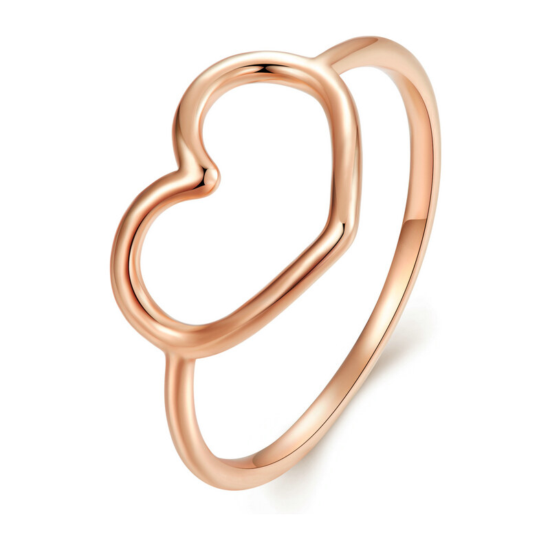 Ligot Strieborný ružovo pozlátený prsteň srdce 49018643