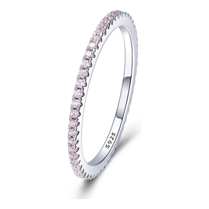 Ligot Strieborný prsteň s ružovými zirkónmi 49018645