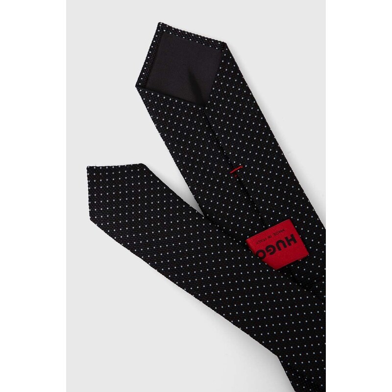 Hodvábna kravata HUGO čierna farba,50494297