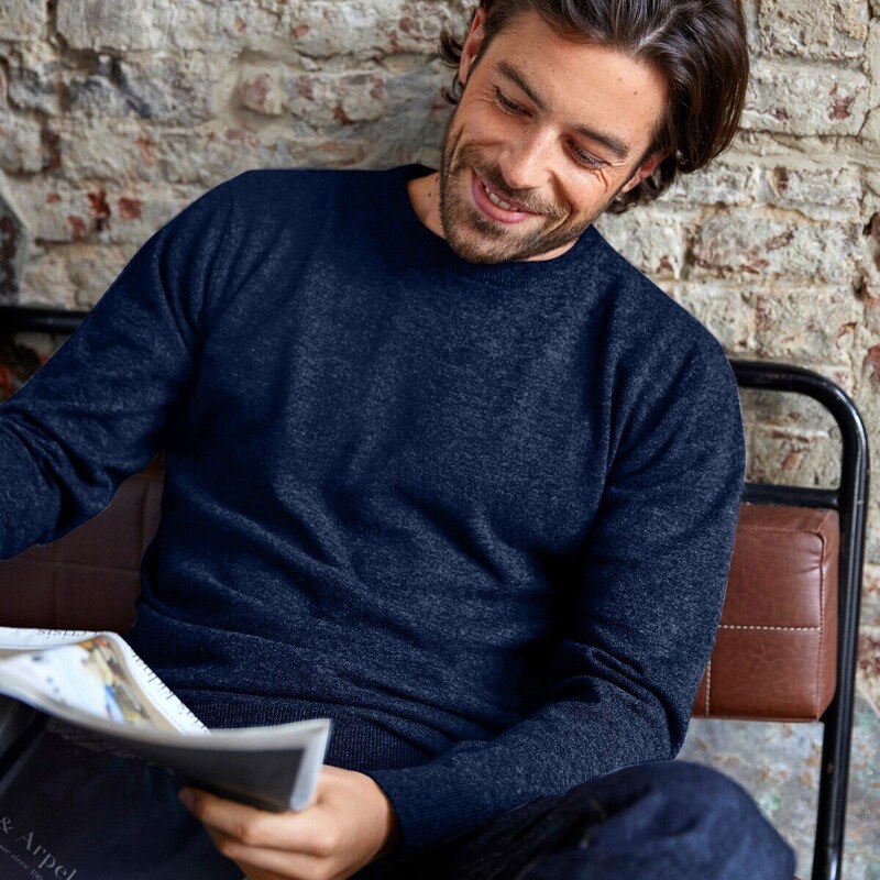 Pulóver s okrúhlym výstrihom, 100 % akryl nám.modrá 086 Blancheporte 48073438