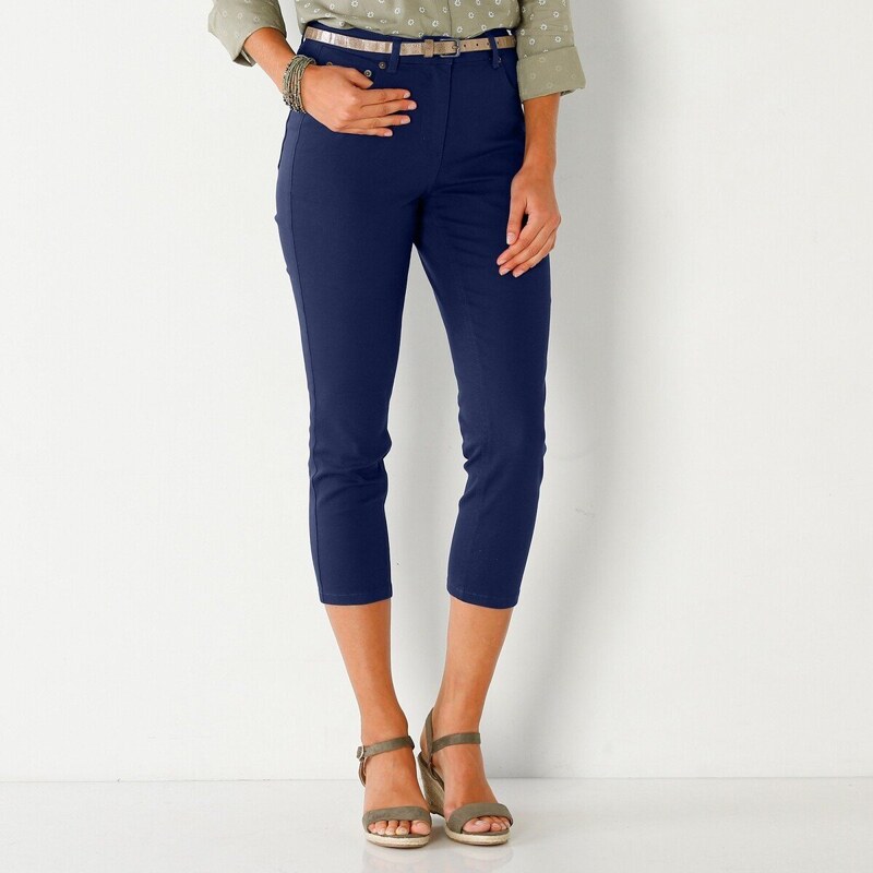 Úzke twilové 7/8 nohavice nám.modrá 038 Blancheporte 48147905