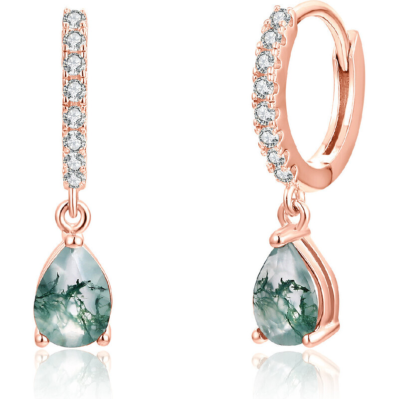 Olivie Strieborné náušnice MACHOVÝ ACHÁT ROSE 8394 49048529