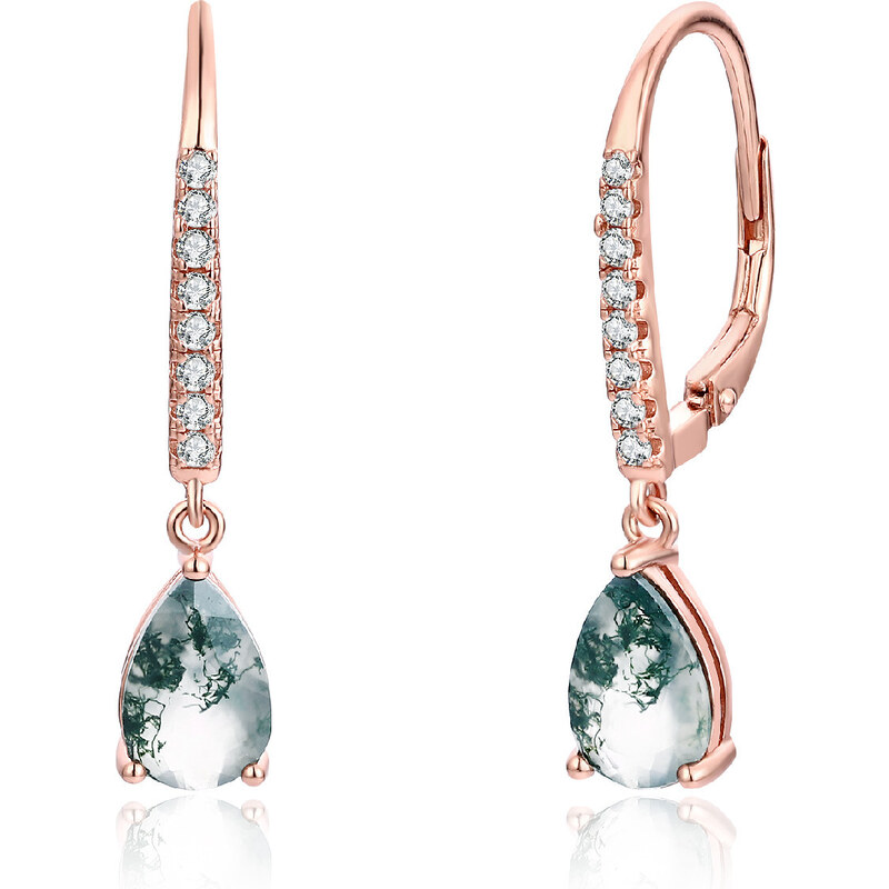 Olivie Strieborné náušnice MACHOVÝ ACHÁT ROSE 8397 49048532