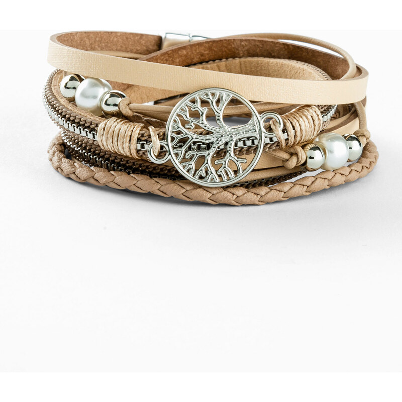 bonprix Náramková sada s príveskom stromu života, farba béžová 44732385