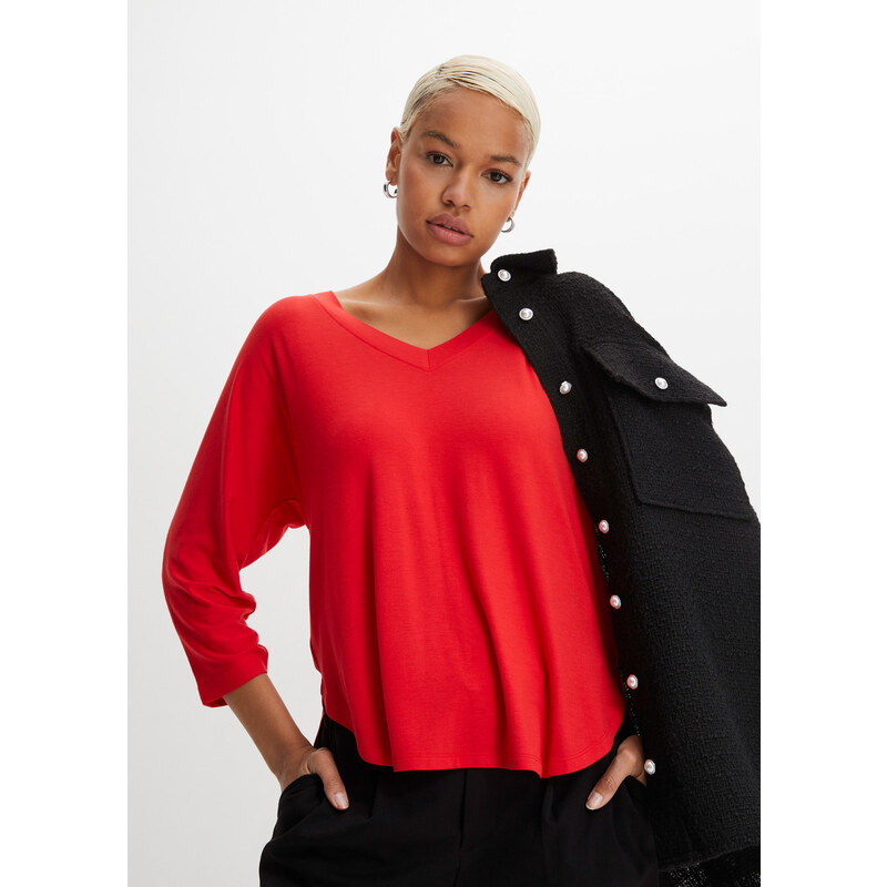 bonprix Tričko z padavého viskózového mixu, farba červená 48958927