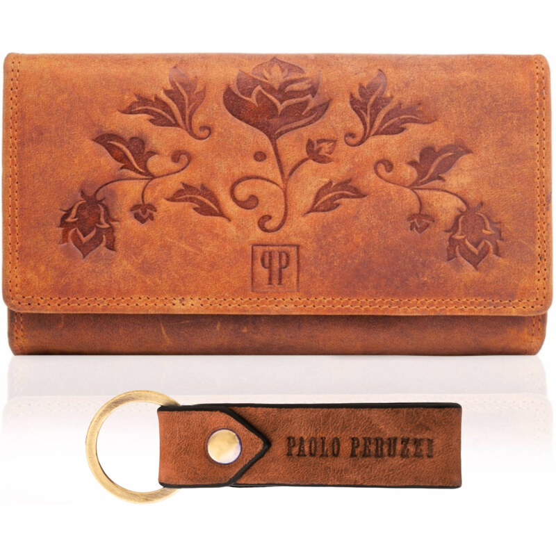 PAOLO PERUZZI Dámska kožená peňaženka a kľúčenka Vintage ZUP-95-OR | 49025668