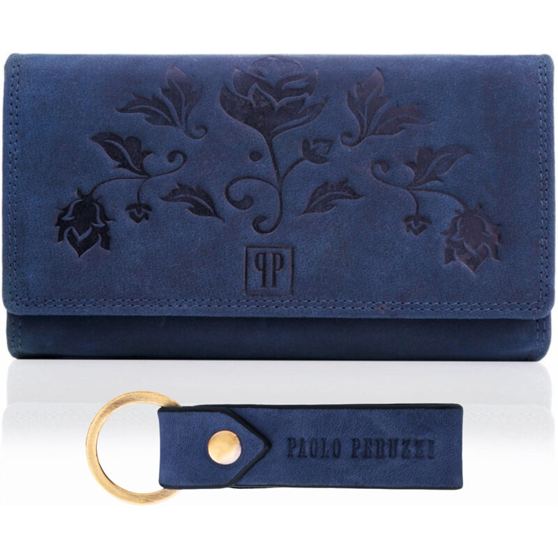PAOLO PERUZZI Dámska kožená peňaženka a kľúčenka Vintage ZUP-95-DB | 49025669
