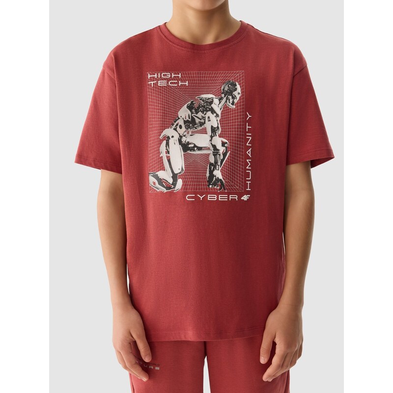4F Chlapčenské tričko s potlačou - červené