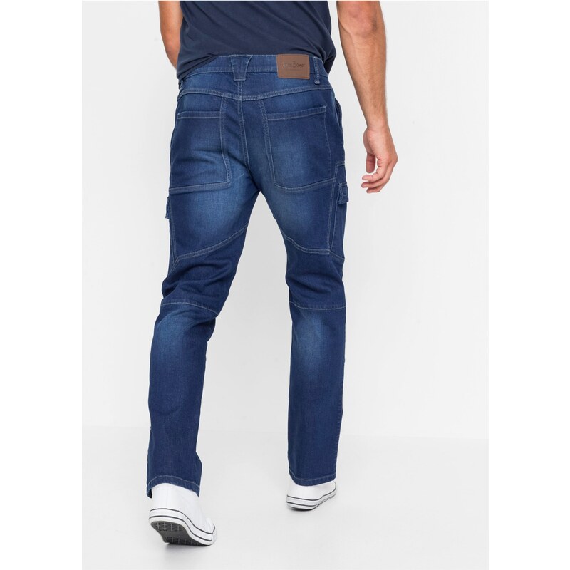 bonprix Strečové džínsy straight, kapsáčové, Regular Fit, farba modrá