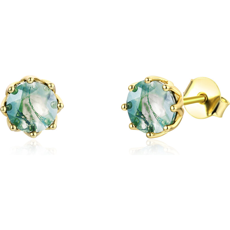 Olivie Strieborné náušnice MACHOVÝ ACHÁT GOLD 8402 49048537