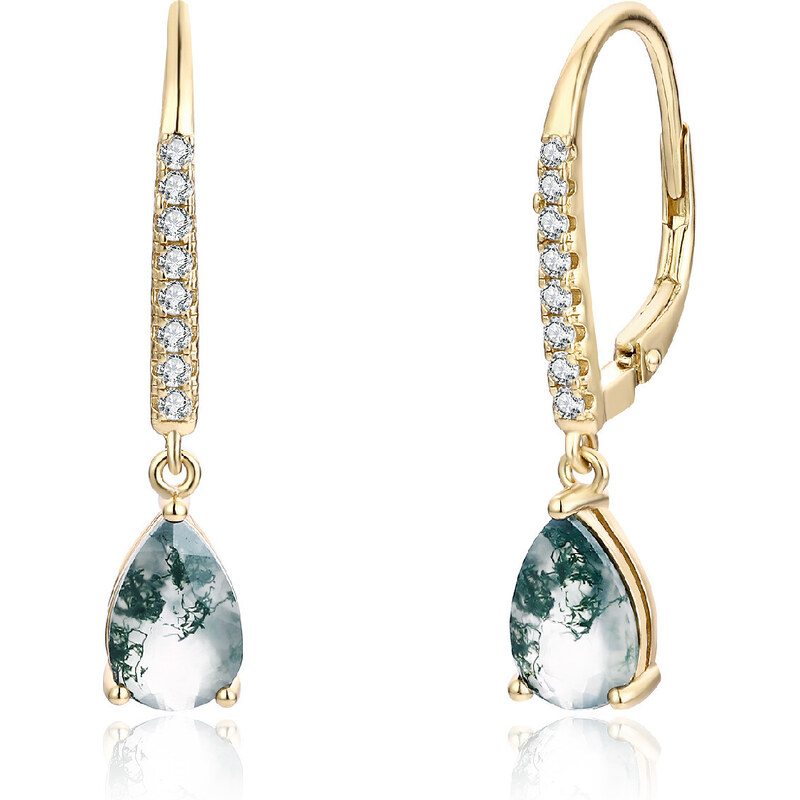 Olivie Strieborné náušnice MACHOVÝ ACHÁT GOLD 8398 49048533