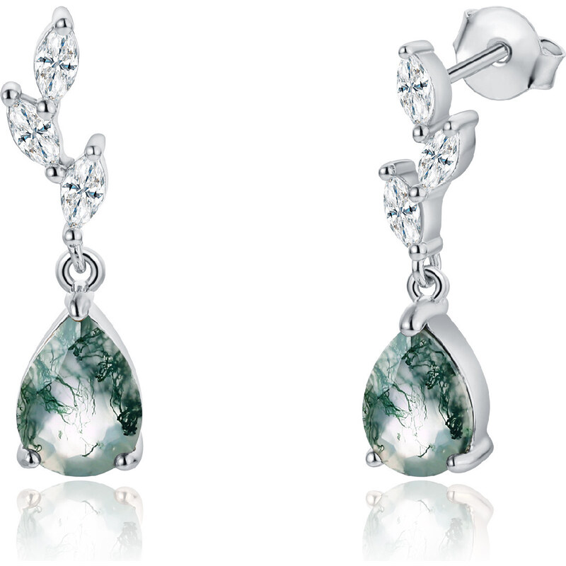 Olivie Strieborné náušnice MACHOVÝ ACHÁT 8401 49048536