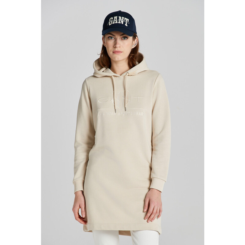 MIKINOVÉ ŠATY GANT REG TONAL SHIELD DRESS SOFT OAT 49041247