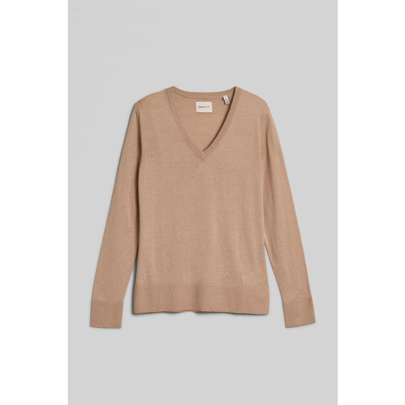 SVETER GANT FINE KNIT V-NECK DRY SAND 49041258