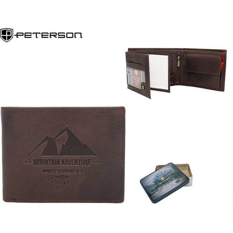 Trendy pánska hnedá peňaženka Mountains 49032986