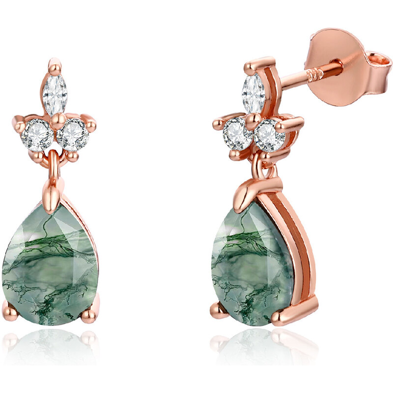 Olivie Strieborné náušnice MACHOVÝ ACHÁT ROSE 8406 49048541