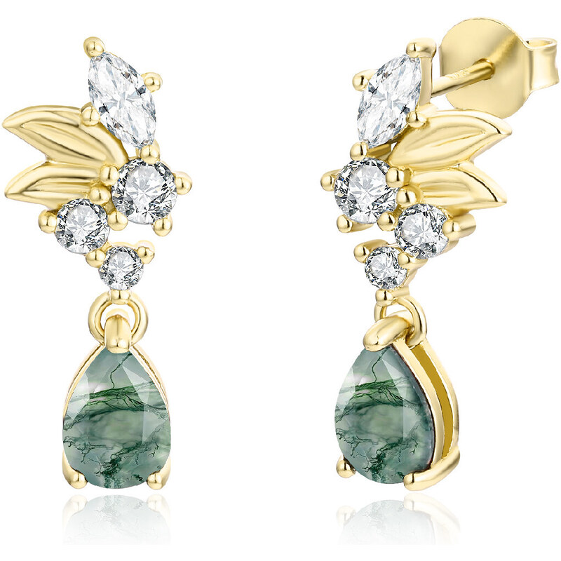 Olivie Strieborné náušnice MACHOVÝ ACHÁT GOLD 8410 49048548