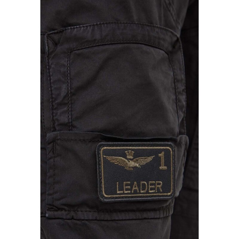 Nohavice Aeronautica Militare pánske, čierna farba, rovné