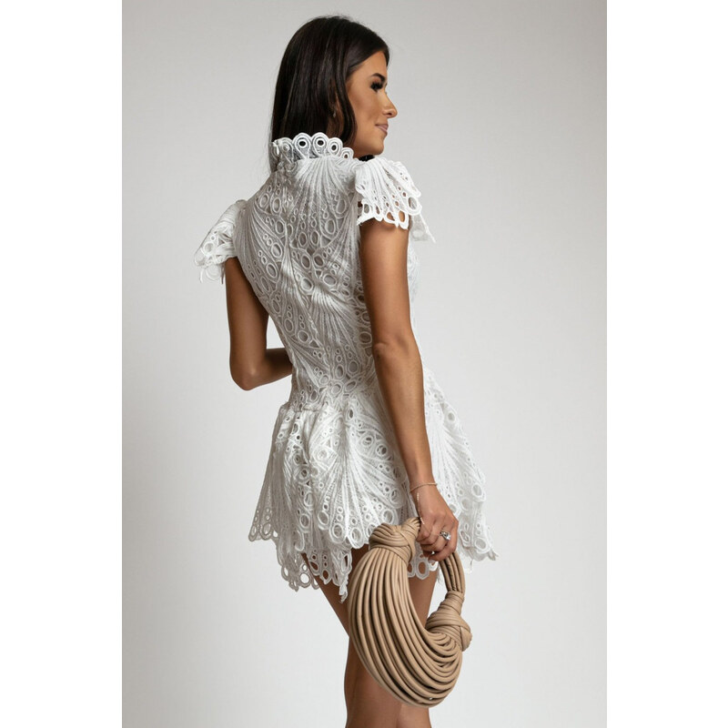 Mood of Paris Biele vyšívané mini šaty Lana