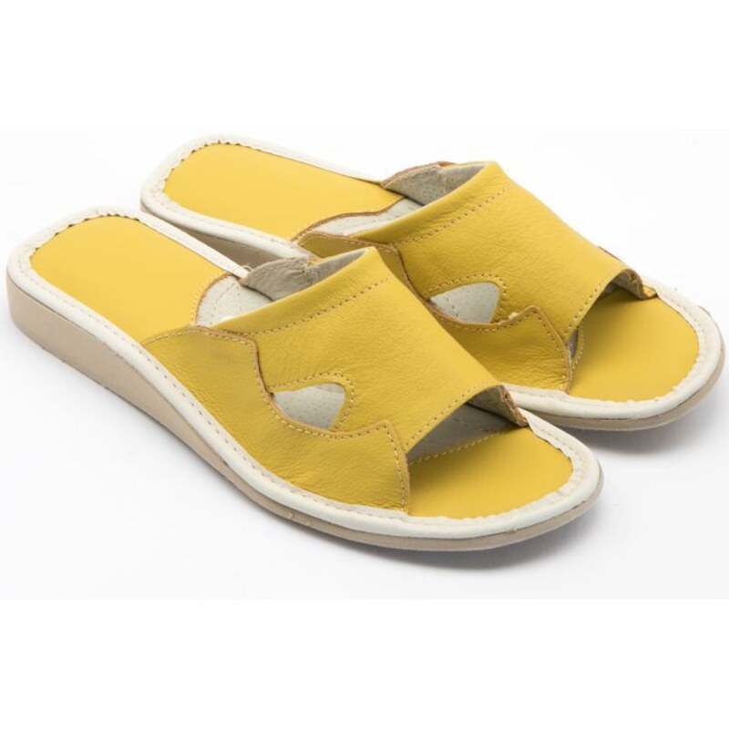 GP Dámske kožené papuče Betty žlté 49044050