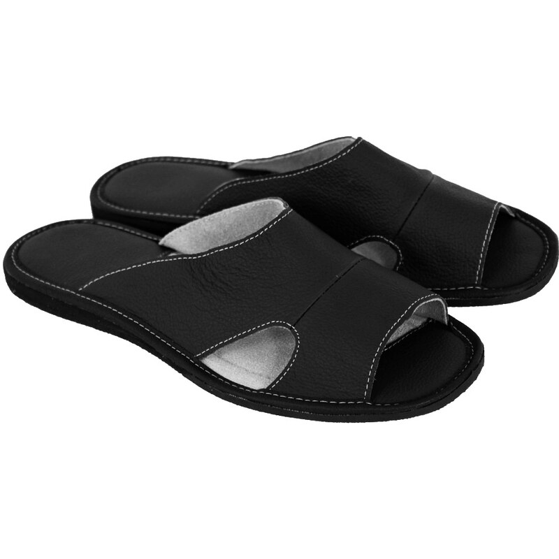 GP Pánske kožené papuče Emil čierné 49044073