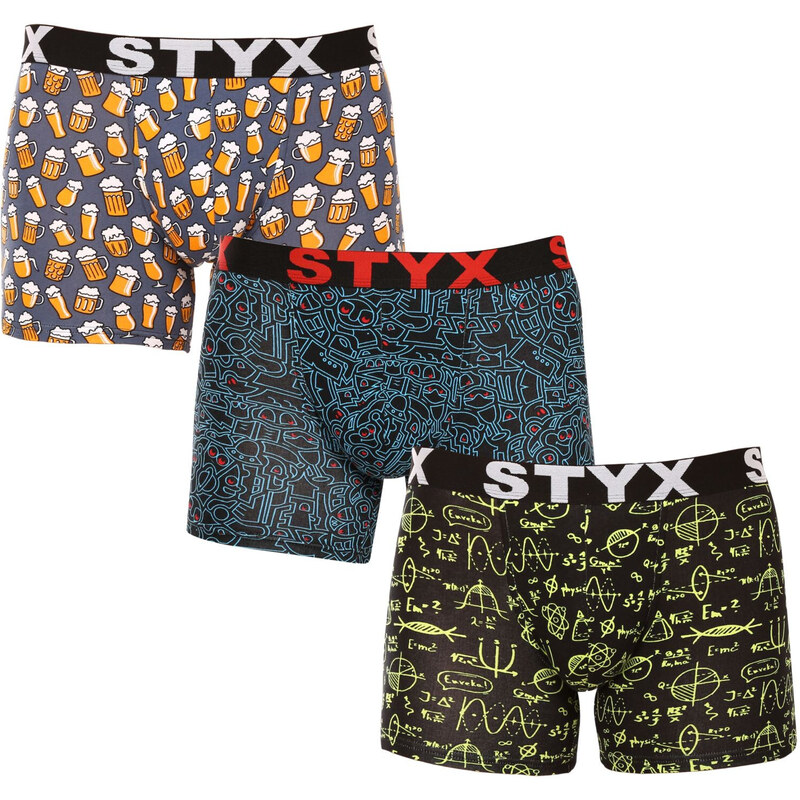 3PACK pánske boxerky Styx long art športová guma viacfarebné (3U12672 49045847